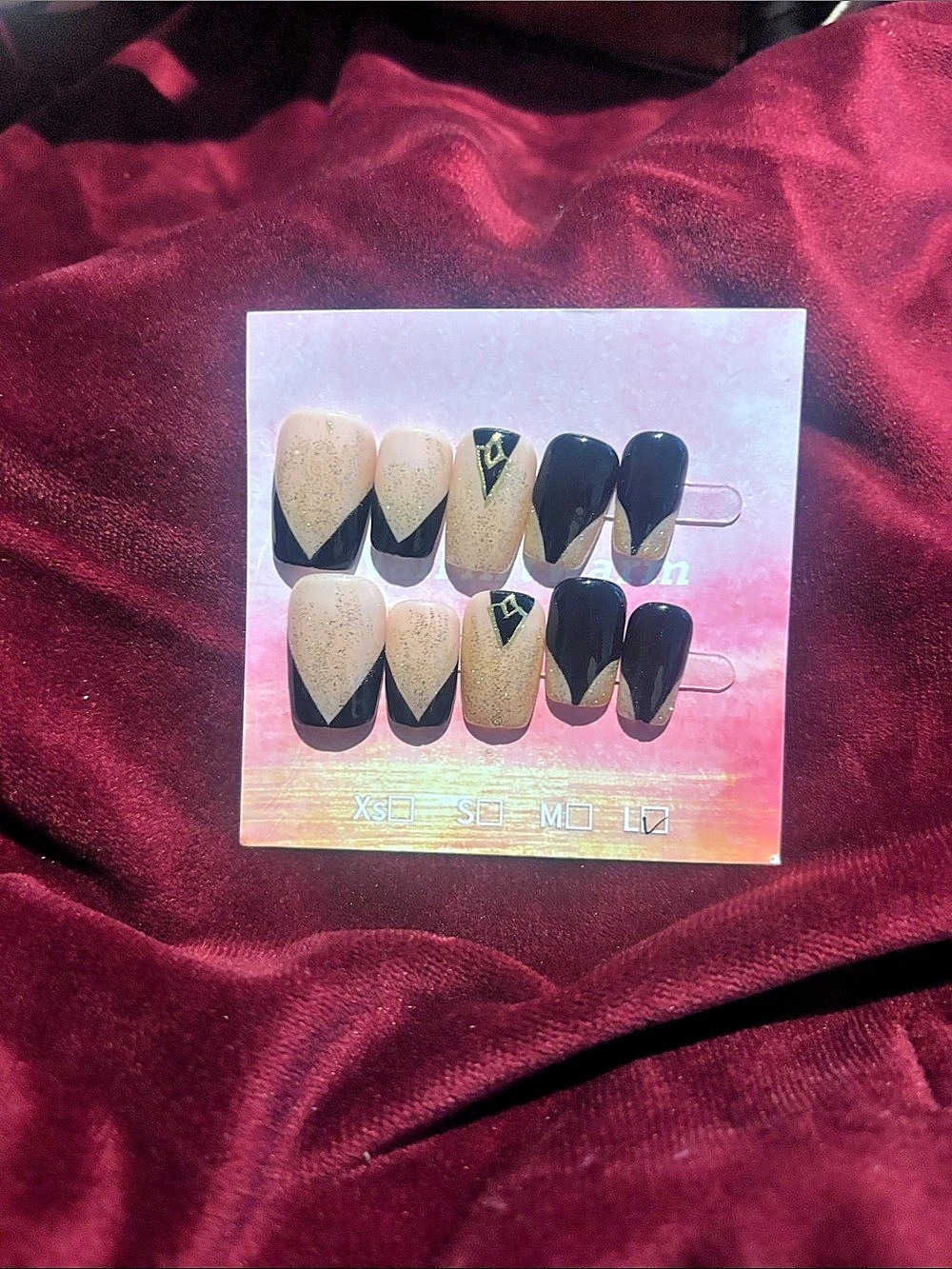 Black & Gold Press-On Nails NWT